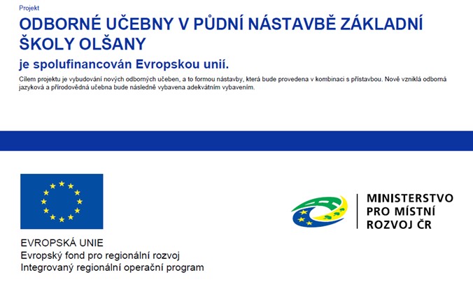 Odborné učebny v půdní nástavbě Základní školy v Olšanech